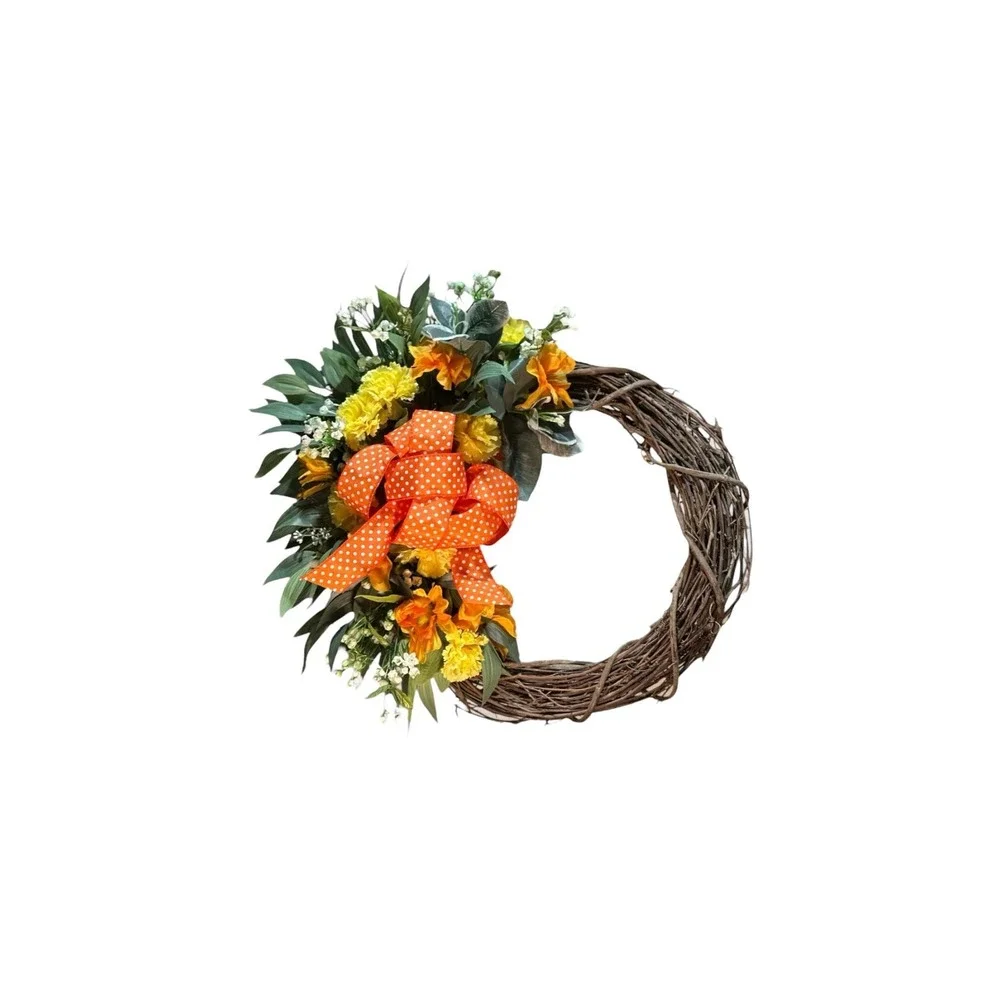Colorful Spring Wreath: Faux Floral Door Accent; Easter Wreath